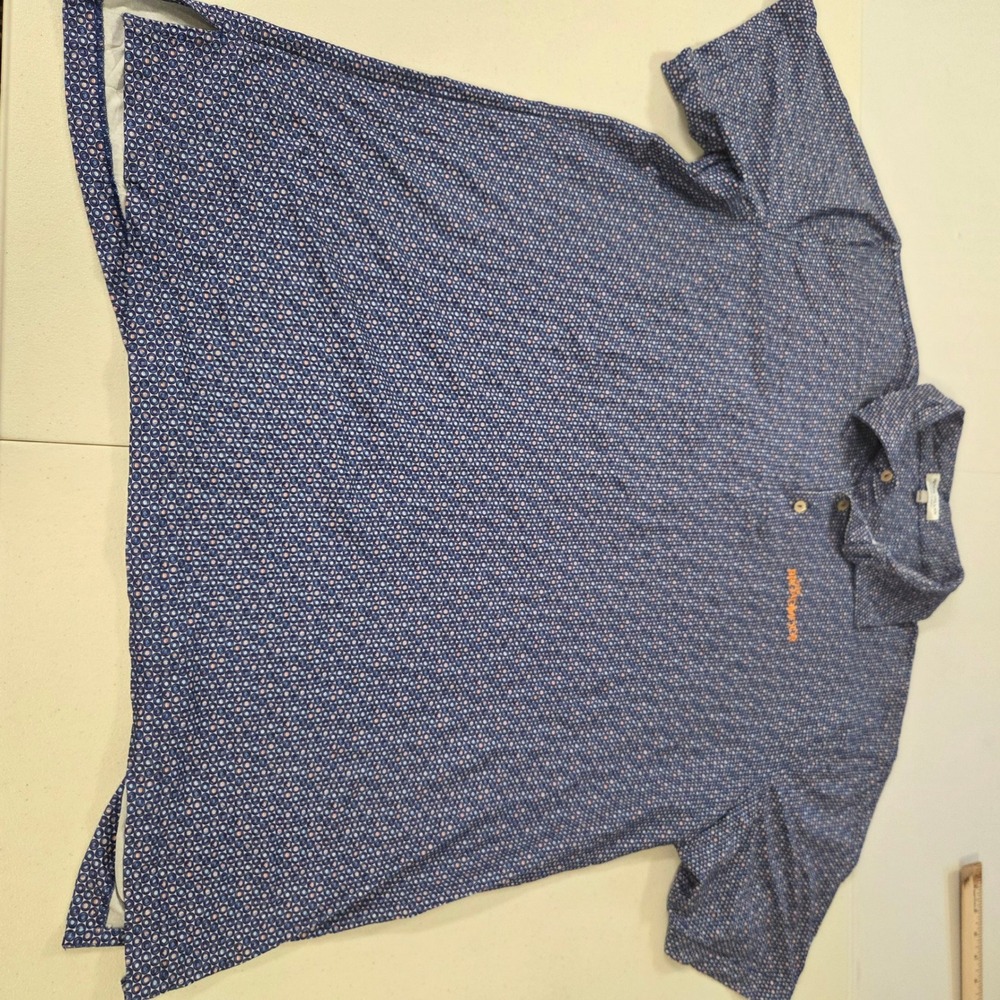 Peter Millar Summer Comfort Polo Shirt Mens XL Blue Geometric The Broadmoor Logo